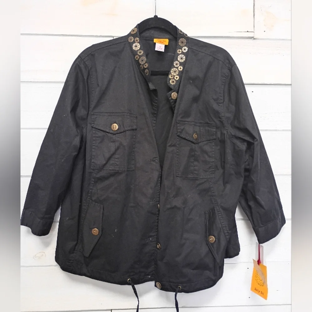 Ruby Rd. Black Wild Safari Blazer - Size 16W - Picture 1 of 7